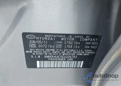 2012 Hyundai Elantra Gls (Ulsan Plant) z USA, uszkodzony, nr VIN KMHDH4AE5CU206743